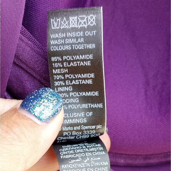 EUC AUTOGRAPH Purple Rhinestone Wire One Piece High Rise Bathing Suit 34DD - Picture 7 of 12